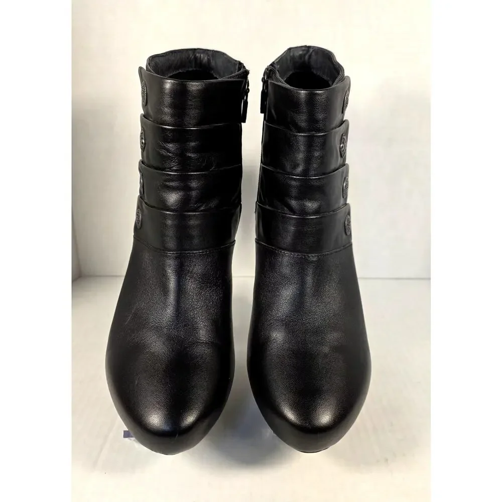 Dansko Baker Black Leather Button Ankle Boots Booties Size 41 US 10.5-11 Comfort
